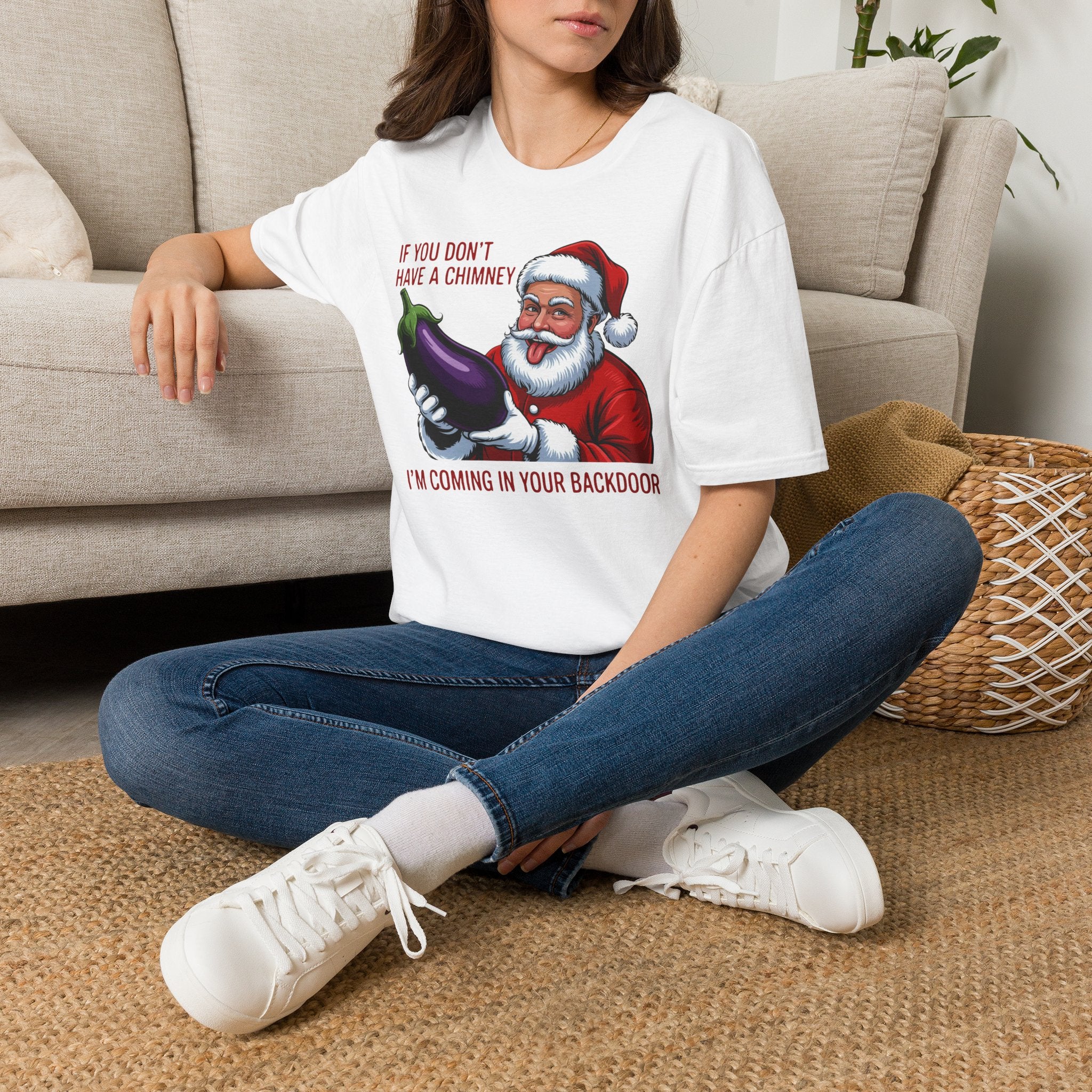 Santa Holding Eggplant T‑Shirt