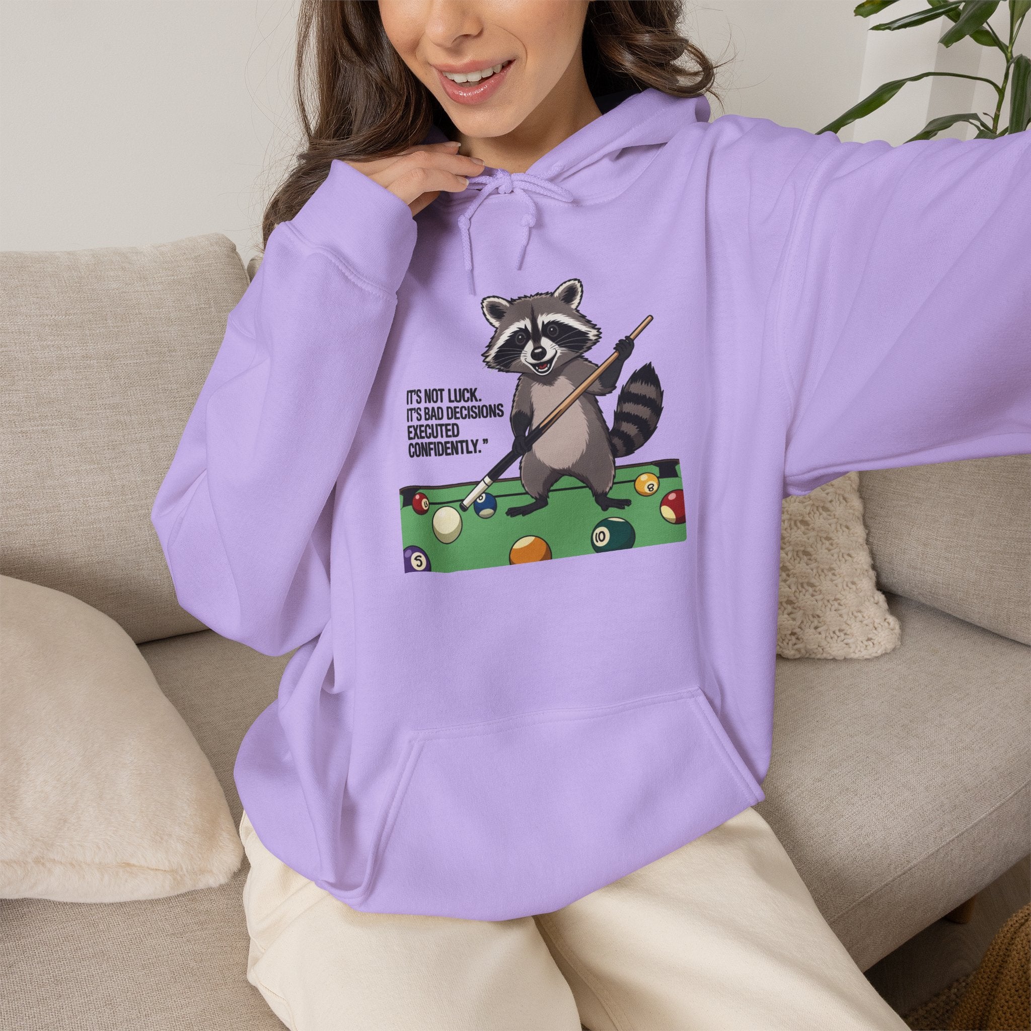 Bad Decisions Raccoon Pool Hoodie