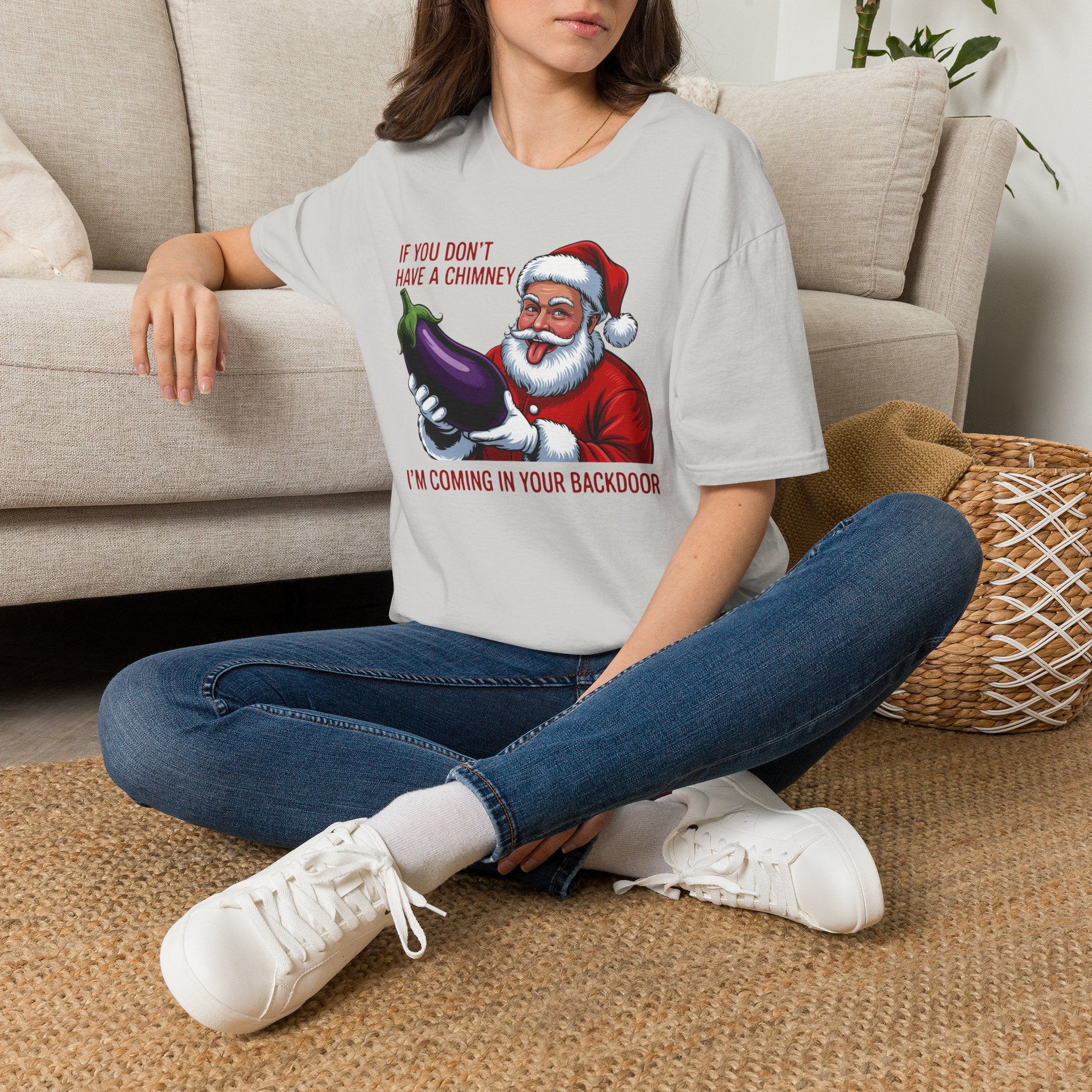 Santa Holding Eggplant T‑Shirt