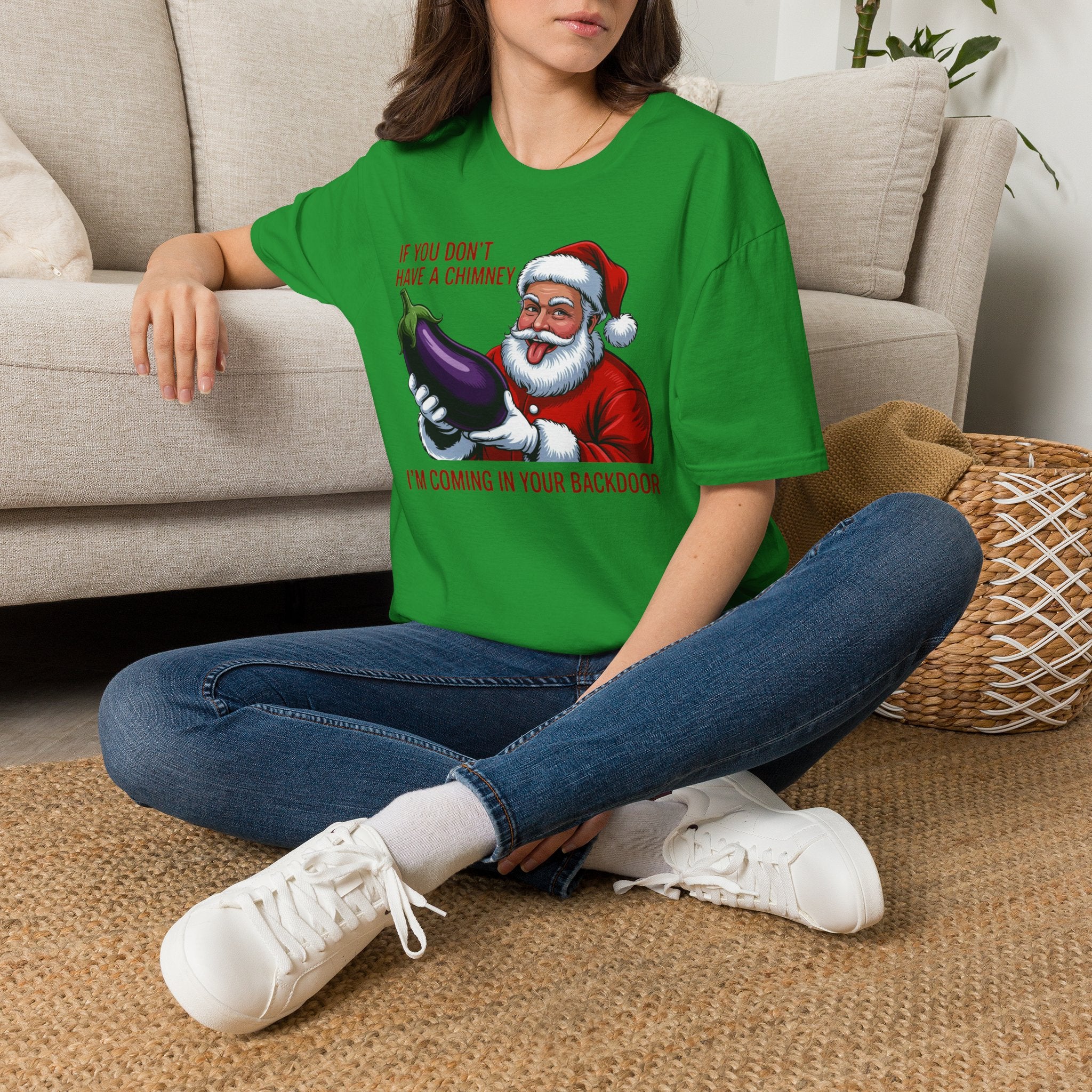 Santa Holding Eggplant T‑Shirt