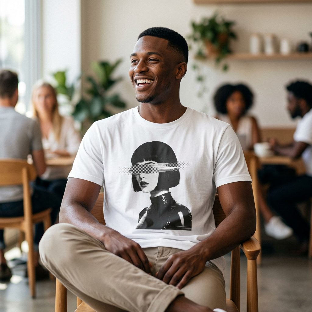 Noir Glitch Portrait Graphic Tee