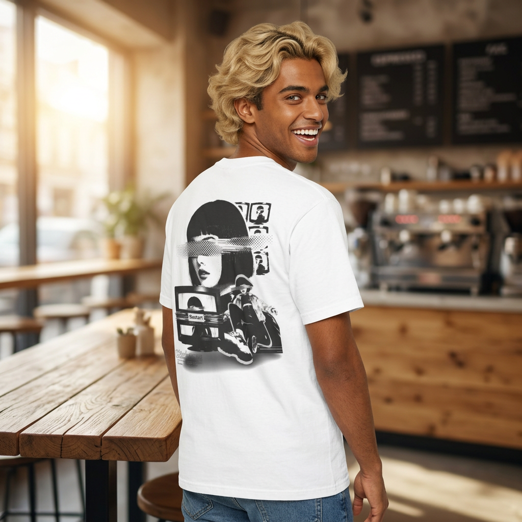 Noir Glitch Portrait Graphic Tee