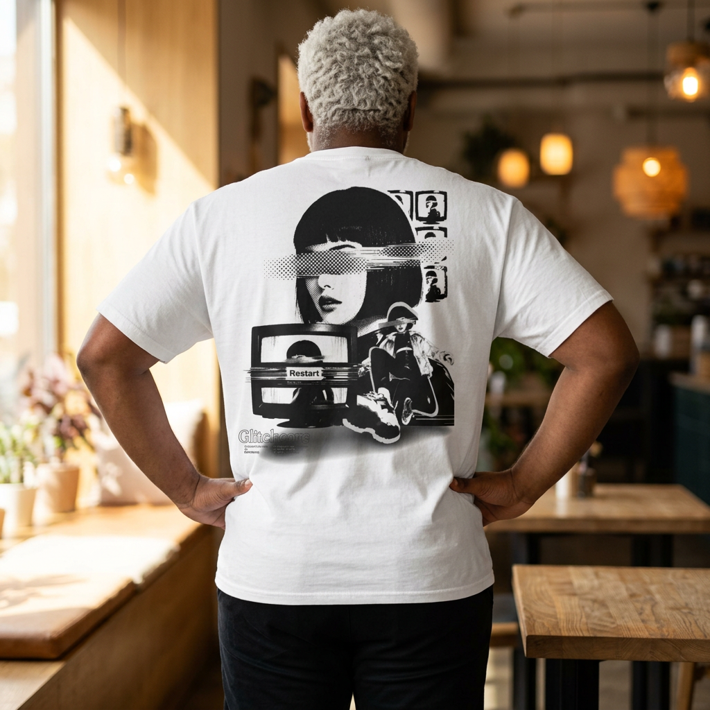 Noir Glitch Portrait Graphic Tee