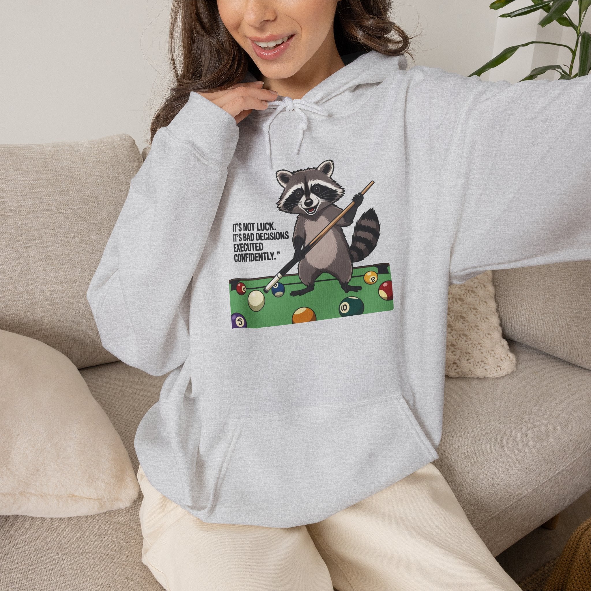 Bad Decisions Raccoon Pool Hoodie