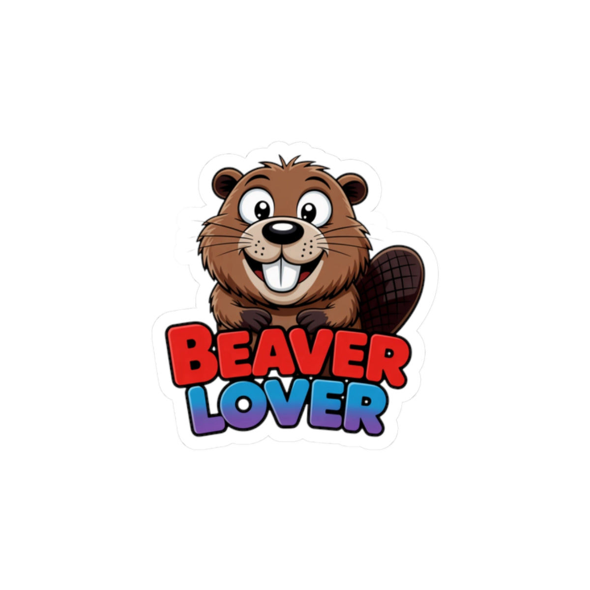 Beaver Lover Sticker — Cute Cartoon Beaver Kiss-Cut Decal