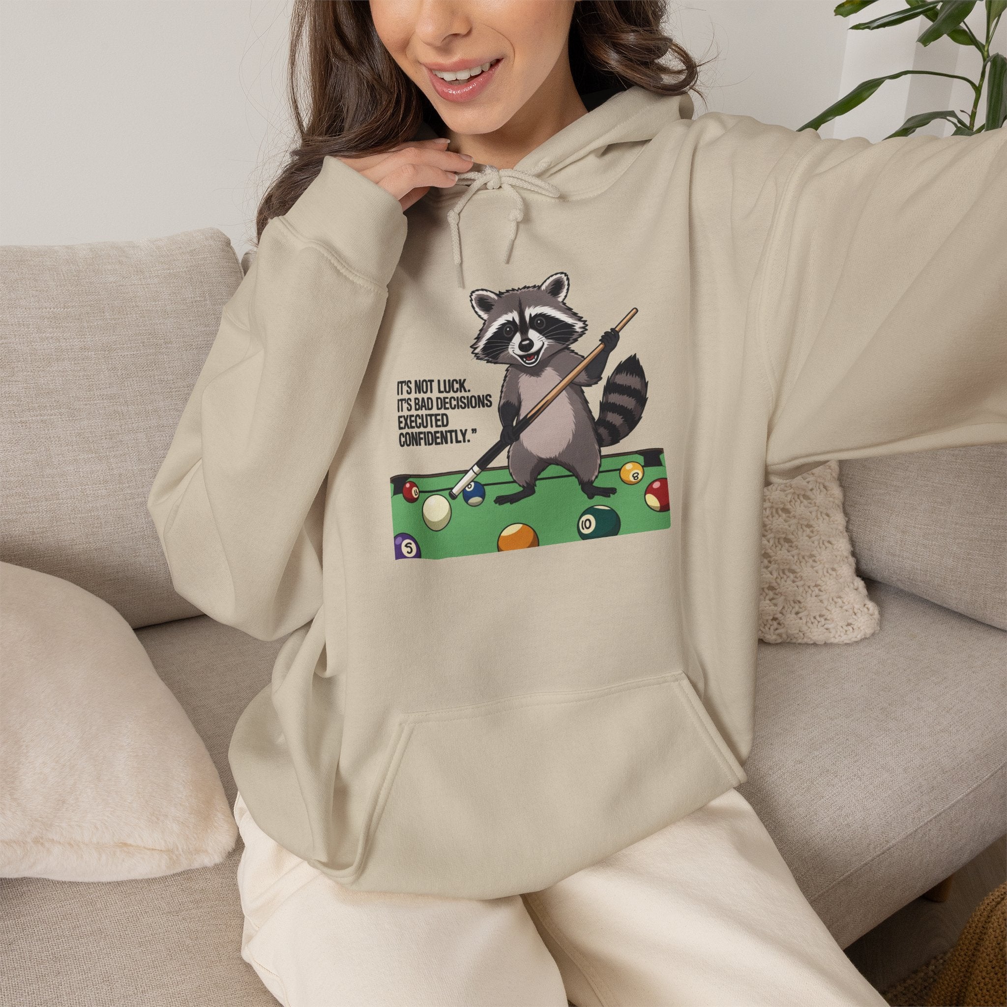 Bad Decisions Raccoon Pool Hoodie