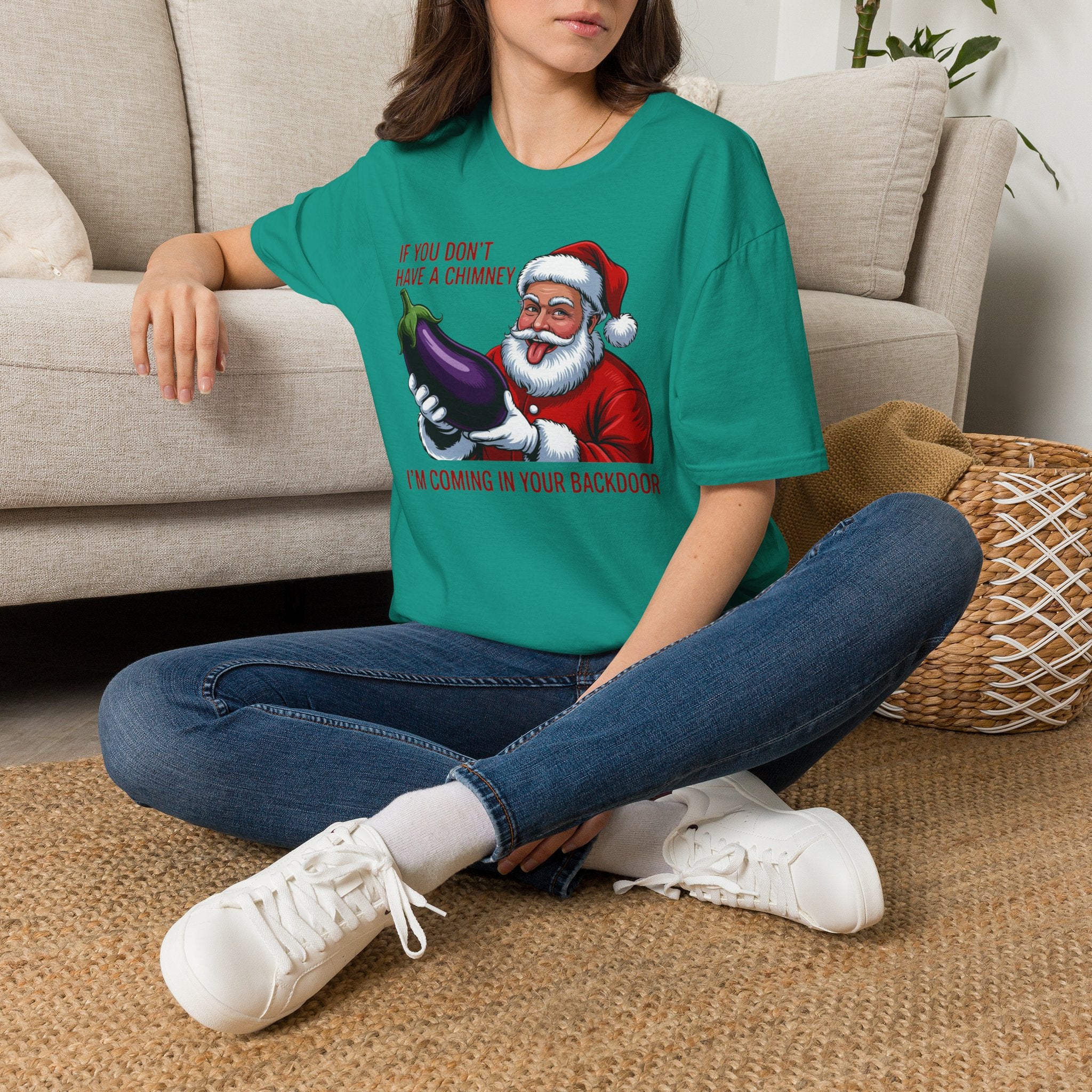 Santa Holding Eggplant T‑Shirt