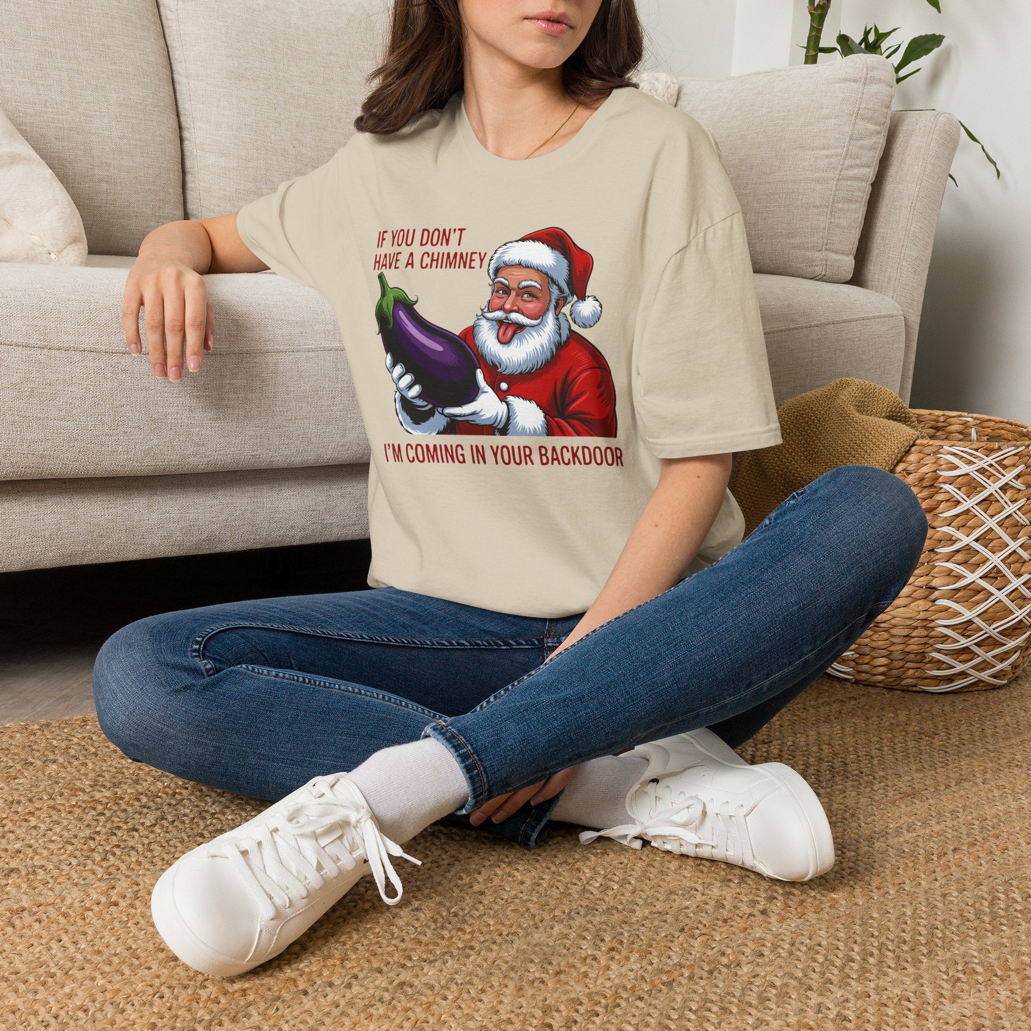 Santa Holding Eggplant T‑Shirt