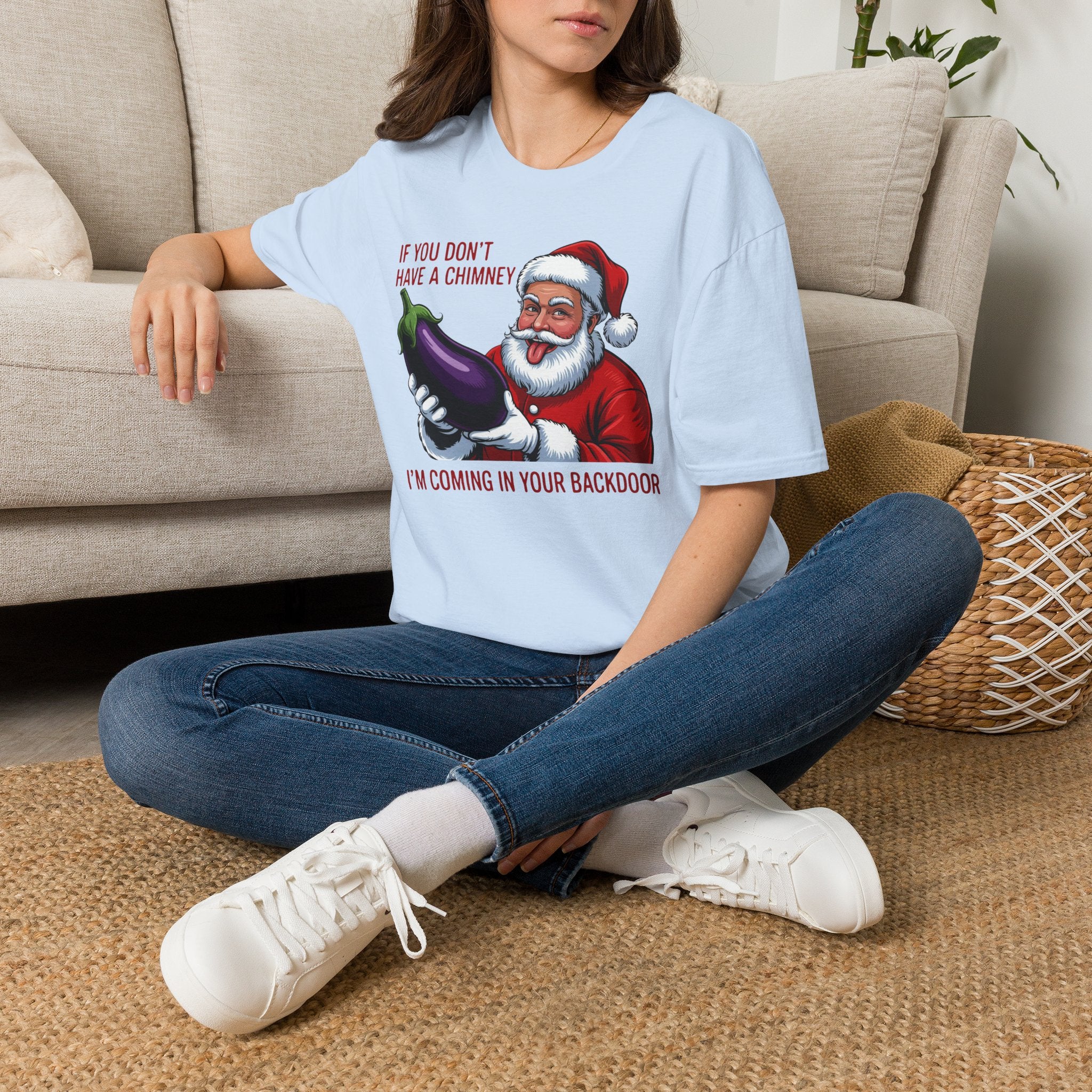 Santa Holding Eggplant T‑Shirt