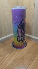 Bitchasaurus Retro T-Rex Skinny Tumbler