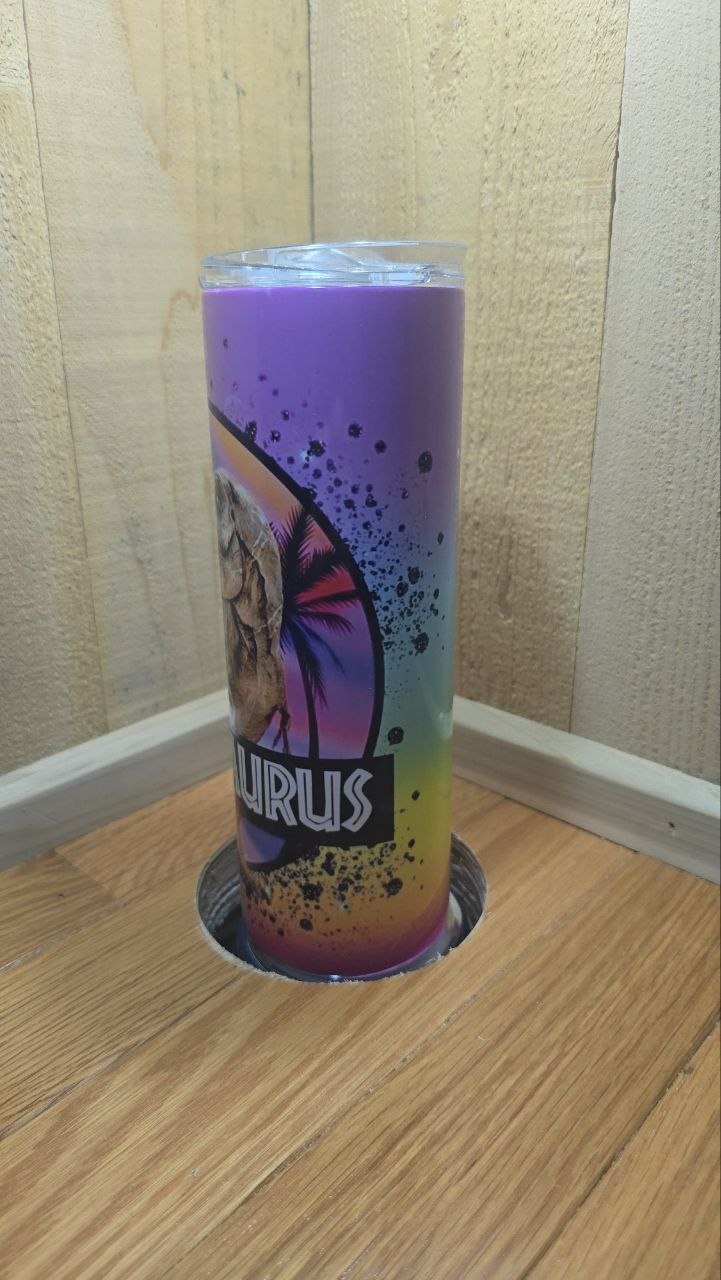 Bitchasaurus Retro T-Rex Skinny Tumbler