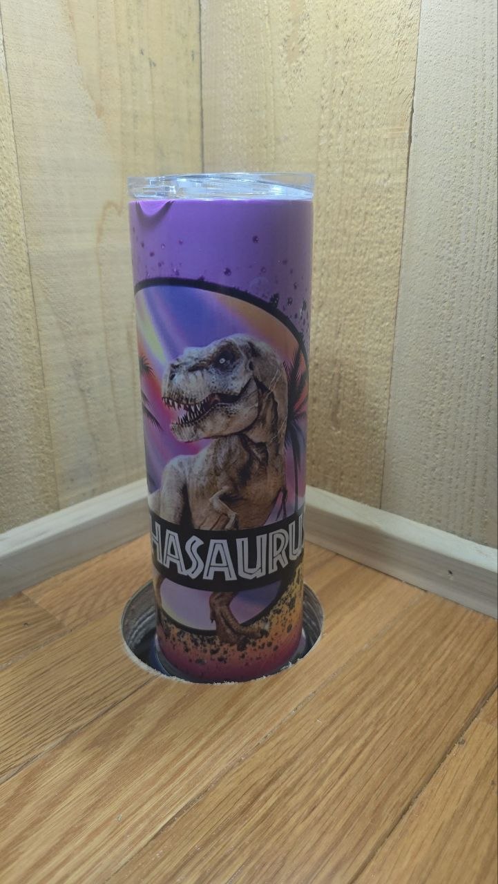 Bitchasaurus Retro T-Rex Skinny Tumbler